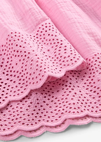 Robe en gaze de coton à broderies anglaises, Couleur: rose