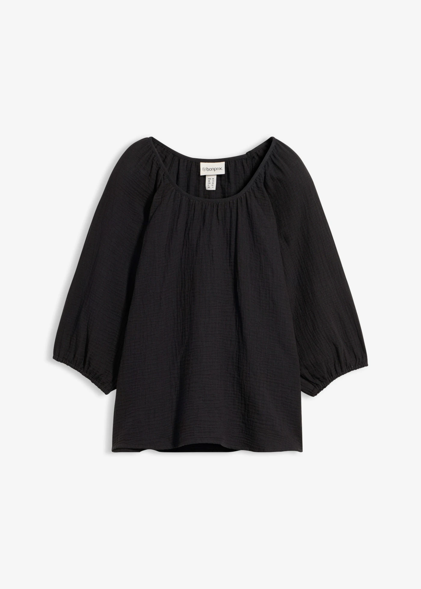 Tunika z muślinu z czystej bawełny • czarny • sklep bonprix