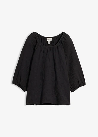 Tunika z muślinu z czystej bawełny • czarny • sklep bonprix