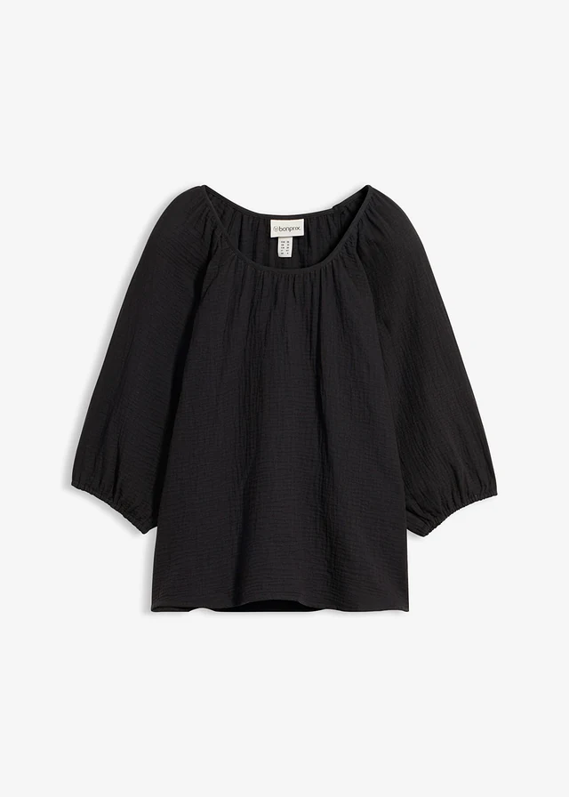 Tunică din muselină din bumbac 100% • negru • magazin bonprix