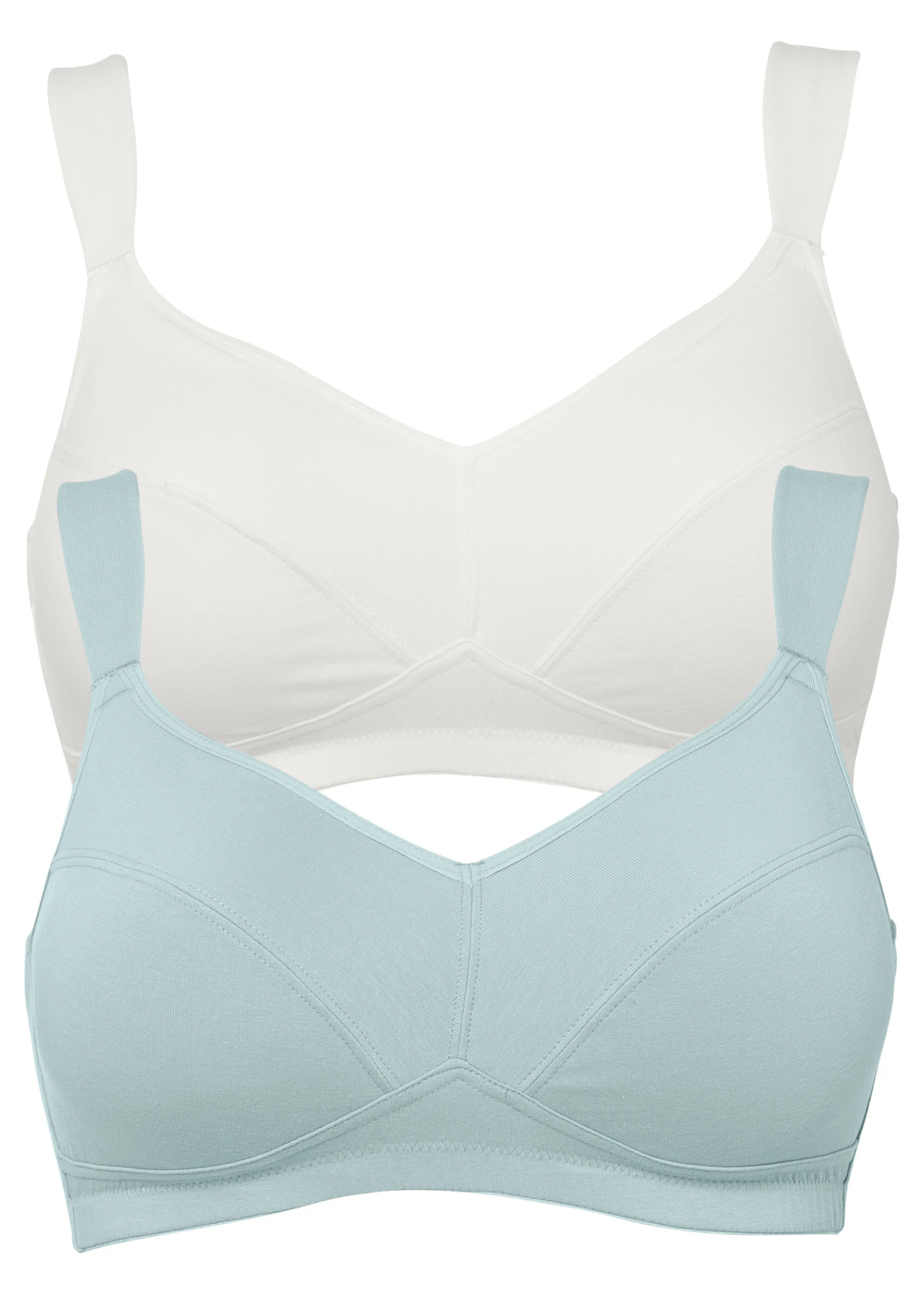 Lot de 2 soutiens-gorge coton sans armatures • menthol clair + écru • Boutique bonprix