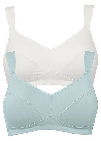 Sutien fără armătură cu bumbac organic (set/2 buc.) • verde-mentol deschis/ecru • magazin bonprix