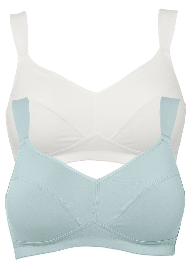 Sutien fără armătură cu bumbac organic (set/2 buc.) • verde-mentol deschis/ecru • magazin bonprix