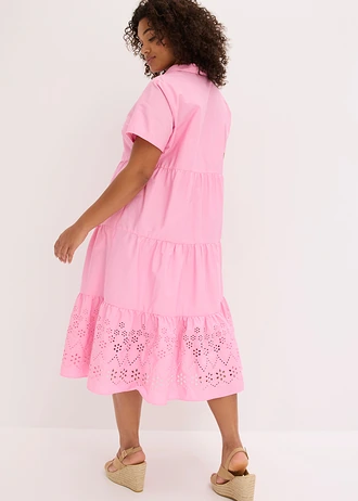 Robe 100% coton avec broderies anglaises, Couleur: rose