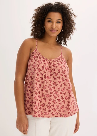 Top bretelles spaghetti, Couleur: marron poudré floral