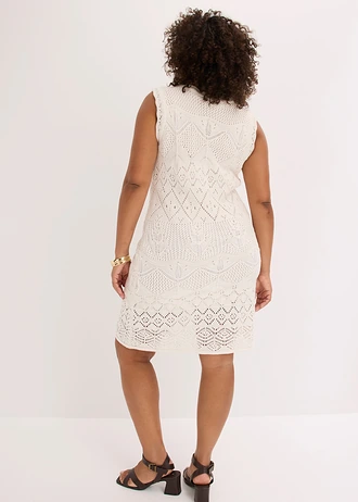 Robe en maille, Couleur: blanc nacré