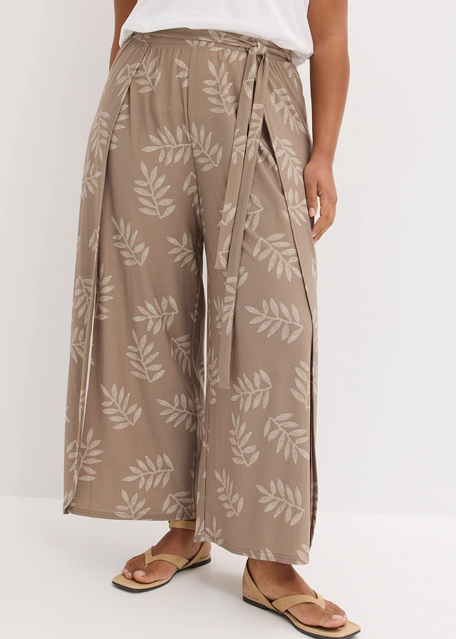Palazzo broek • taupe/wolwit met print • bonprix online shop