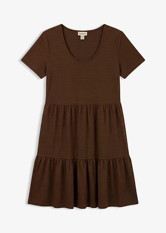 Robe en jersey texturé • marron • Boutique bonprix