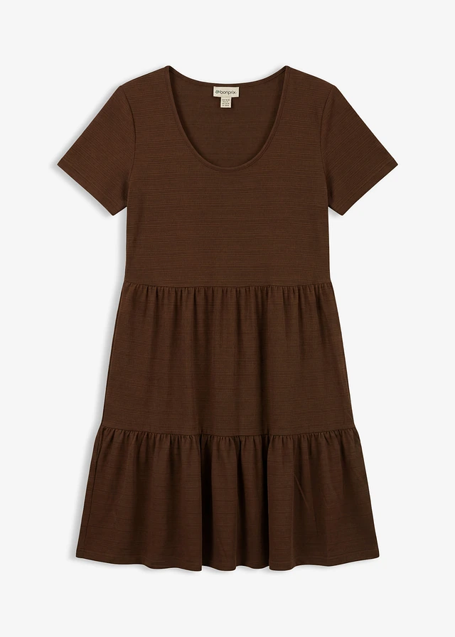 Shirtjurk met structuurpatroon van viscosemix, Kleur: bruin