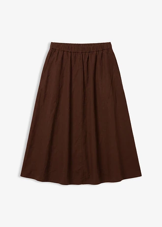 Midirok van een linnenmix, Kleur: bruin