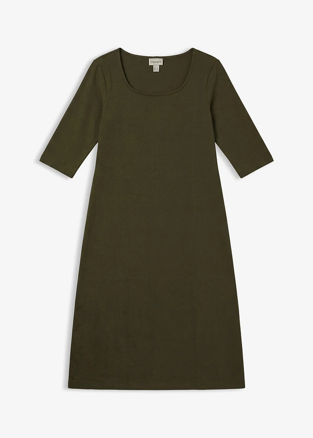 Jersey jurk van biologisch katoen • donkerolijfgroen • bonprix online shop