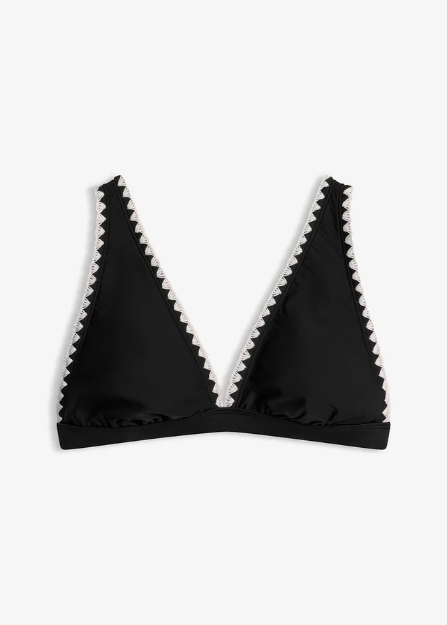 Biustonosz bikini z haftem, kolor: czarny
