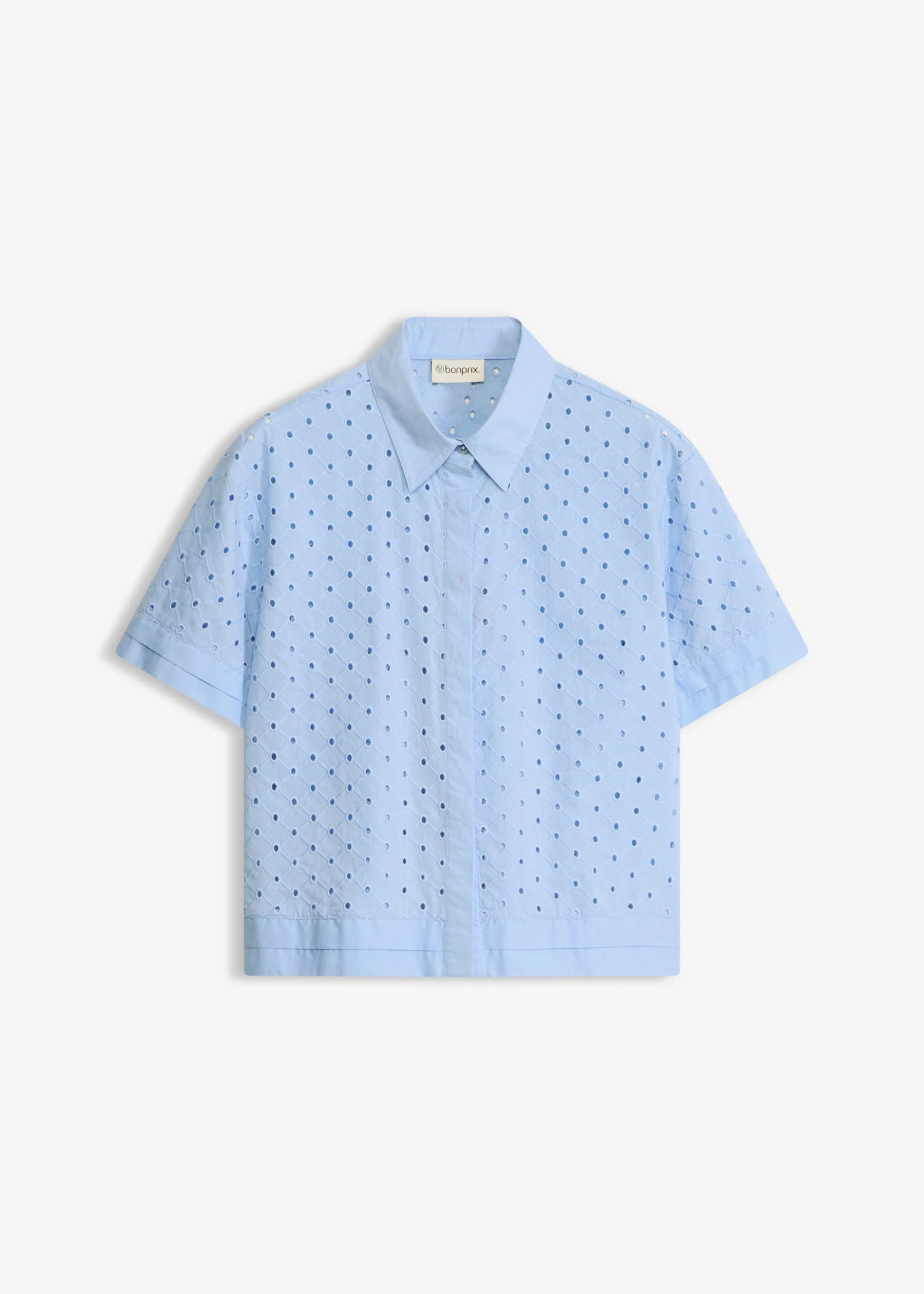 Blouse met broderie anglaise • lichtblauw • bonprix online shop