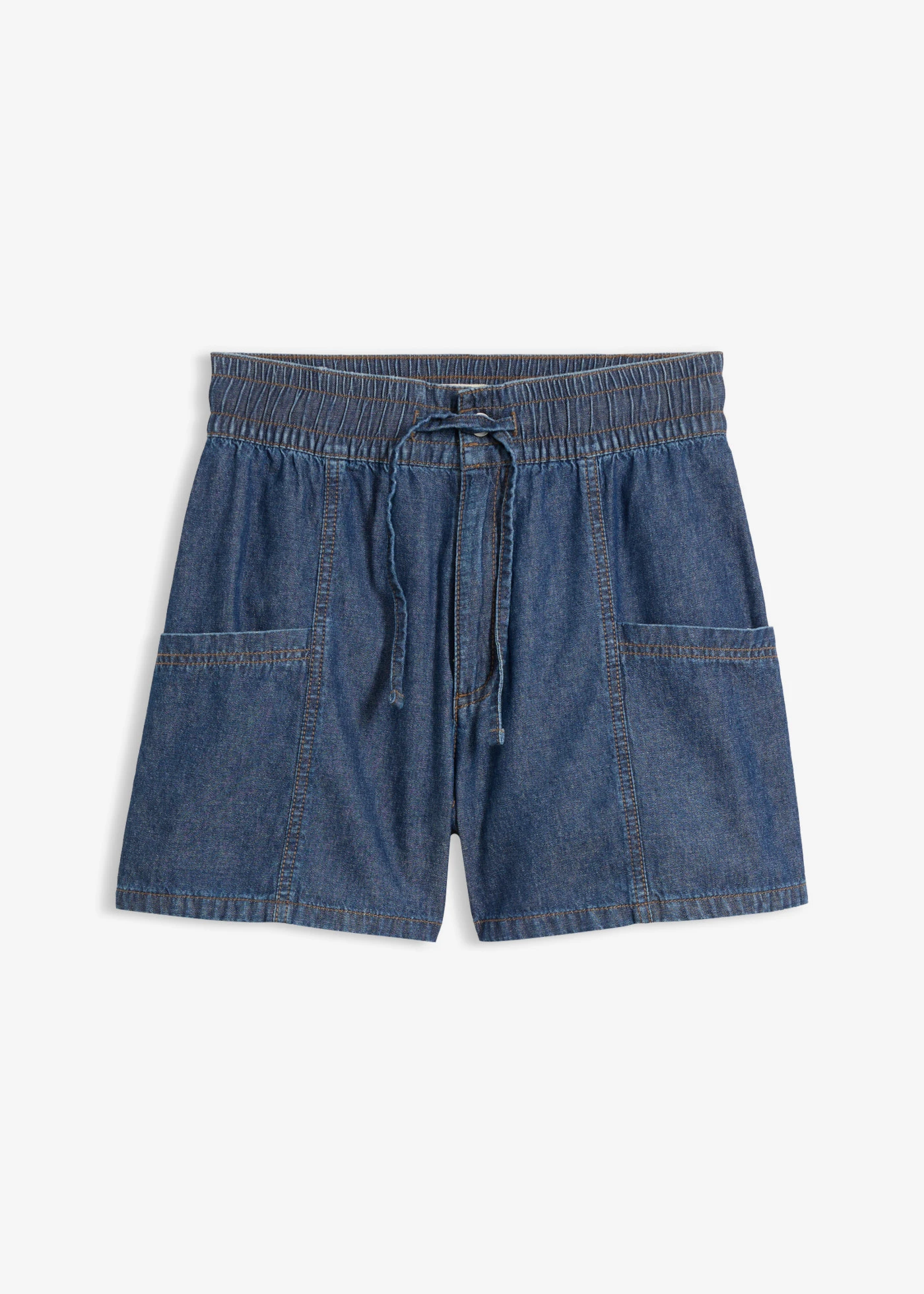 Pantaloni scurți de blugi High Waist cu talie comodă • albastru denim uzat • magazin bonprix