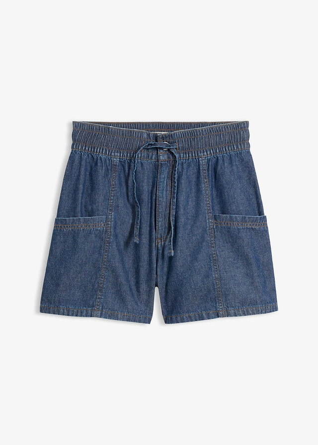 Short en jean avec taille haute élastiquée