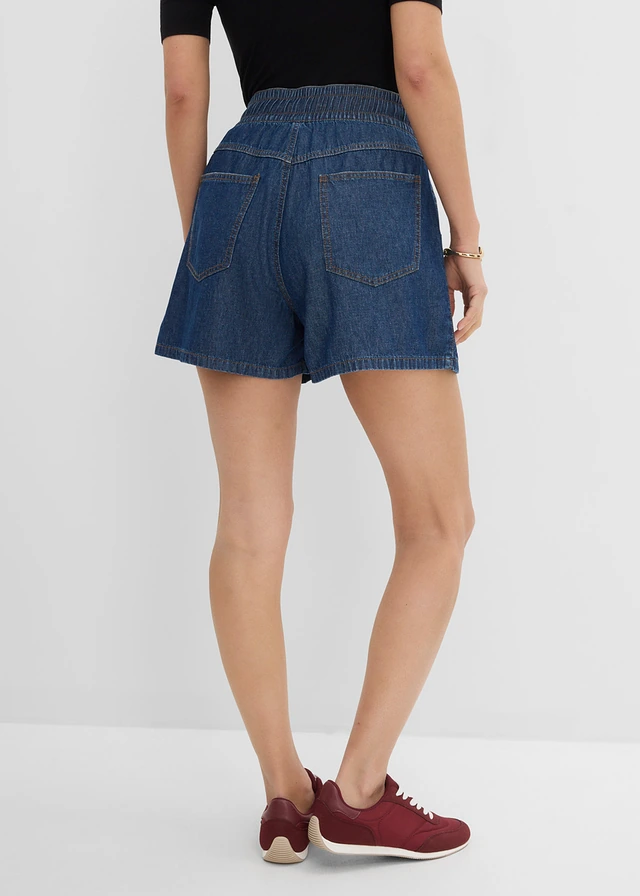 Szorty jeansowe high waist, wygodny pas • niebieski denim "used" • sklep bonprix