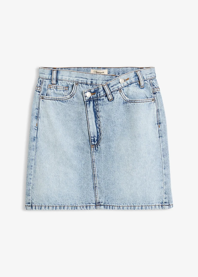 Spijkerrok met een asymmetrische band • ijsblauw denim used • product-page.page-title-suffix
