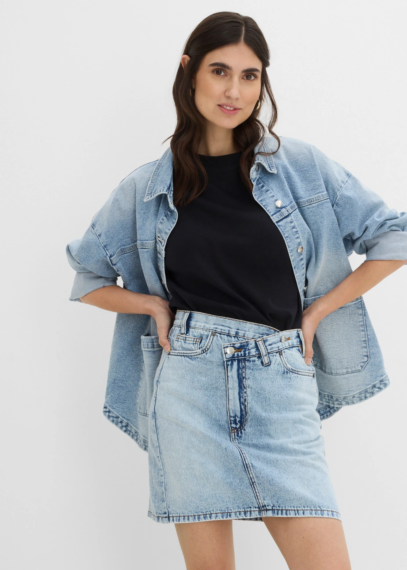 Jupe en jean à fermeture décalée asymétrique • bleu glacier denim used • product-page.page-title-suffix