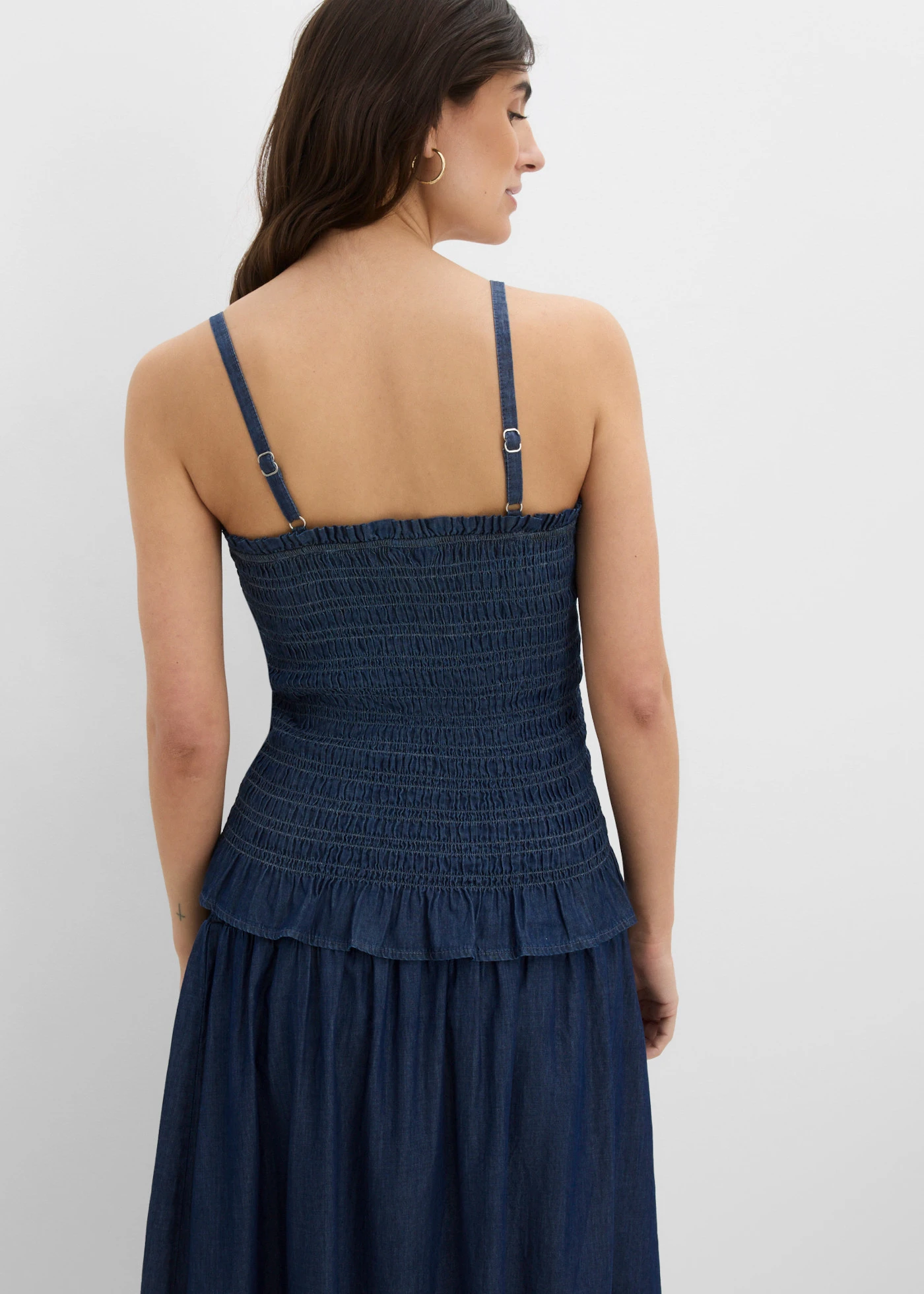Top s tenkými ramienkami z bio bavlny • modrá denim • obchod bonprix