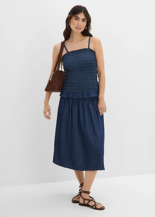 Jeanstop van biologisch katoen met spaghettibandjes • blauw denim • product-page.page-title-suffix