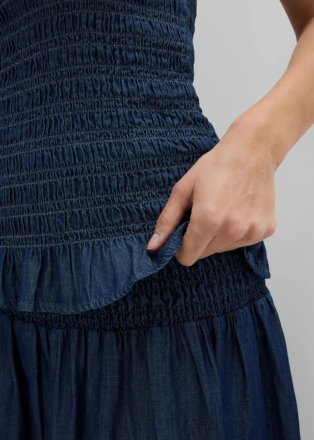 Top de blugi cu bretele subțiri, din bumbac organic • albastru denim • magazin bonprix