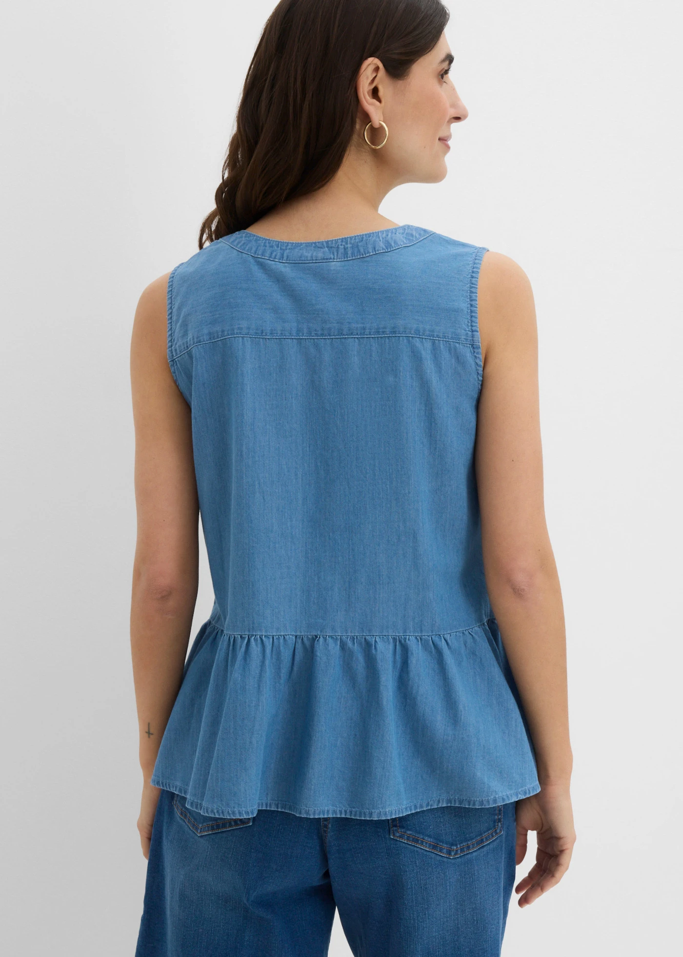 Spijker blousetop van biologisch katoen • lichtblauw denim • product-page.page-title-suffix