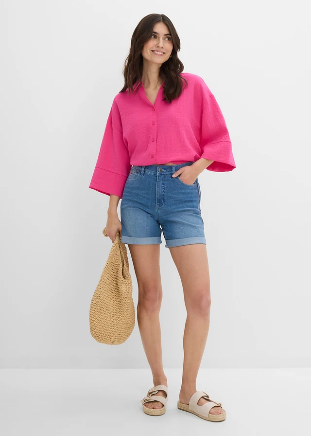 Džínové šortky Mid Waist • světle modrý denim • bonprix obchod