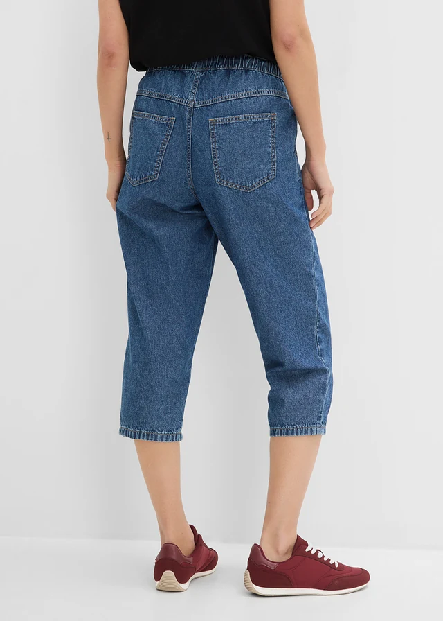 Džíny Barrel, Mid Waist, zkrácené • modrý denim used • bonprix obchod