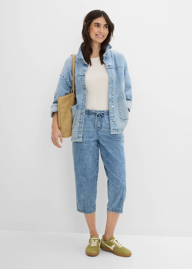 Jean barrel taille mi-haute, cropped • bleu clair denim used • product-page.page-title-suffix