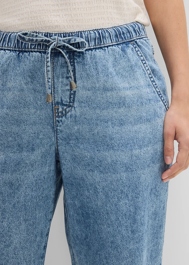 Barrel farmer, Mid Waist, rövidített • világoskék denim, használt hatású • bonprix áruház