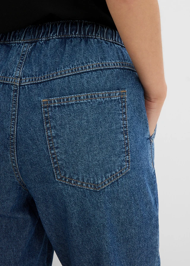 Džíny Barrel, Mid Waist, zkrácené • modrý denim used • bonprix obchod