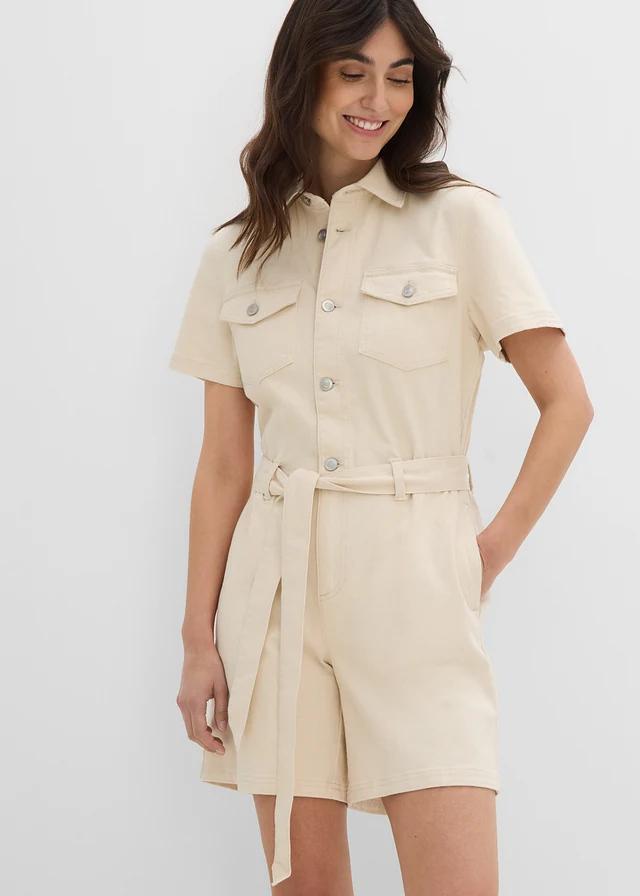 Jeans jumpsuit met korte mouwen • ongeverfd • product-page.page-title-suffix