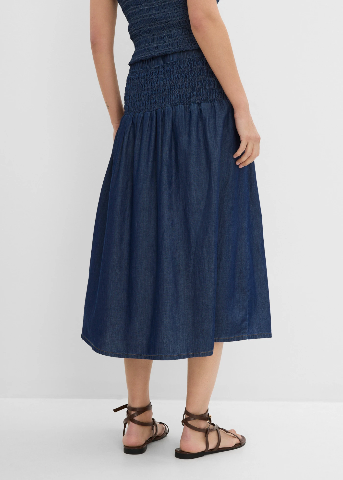 Jupe midi en jean, taille élastiquée • bleu denim used • product-page.page-title-suffix