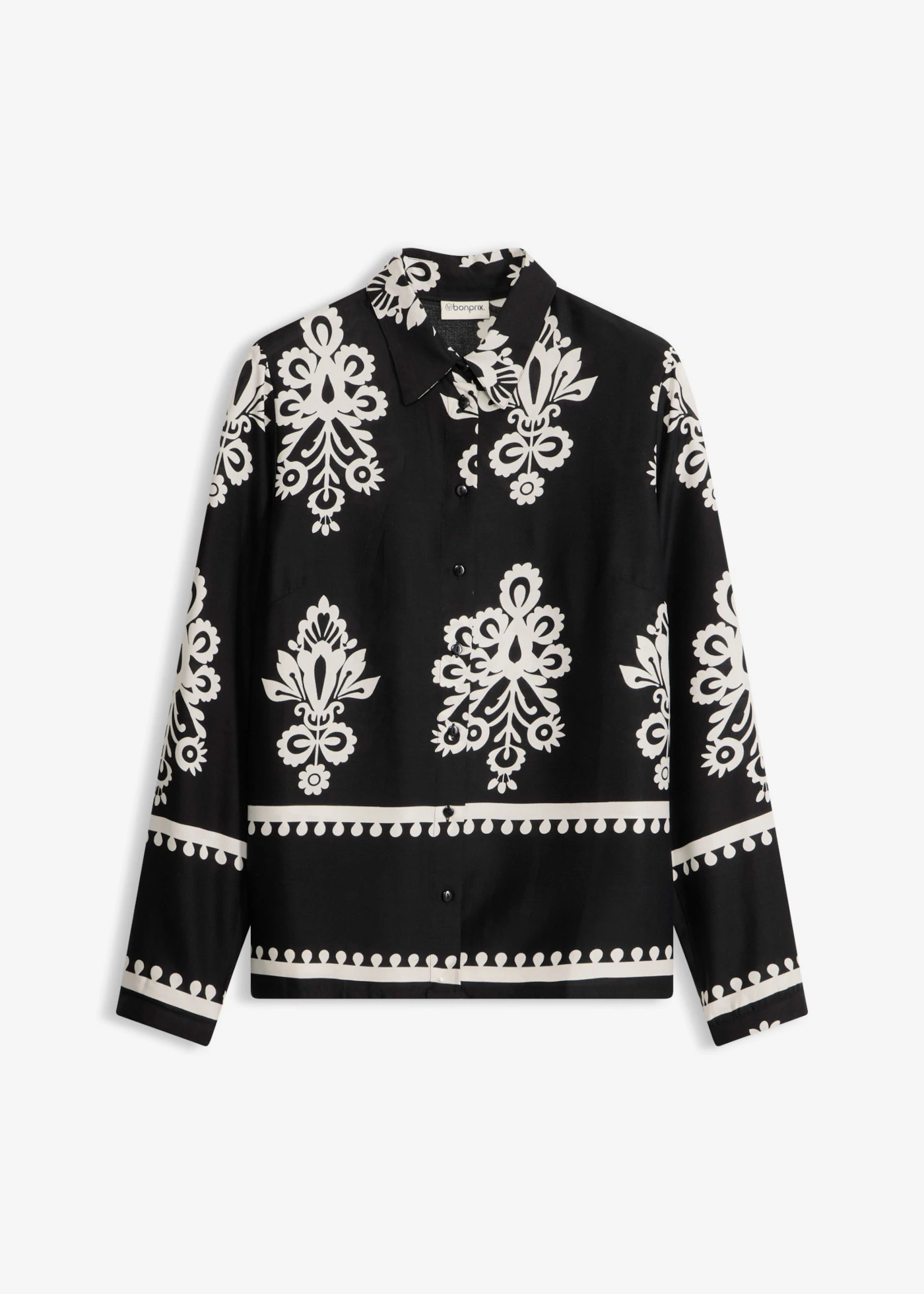 Chemisier en viscose fluide • noir/écru imprimé • product-page.page-title-suffix