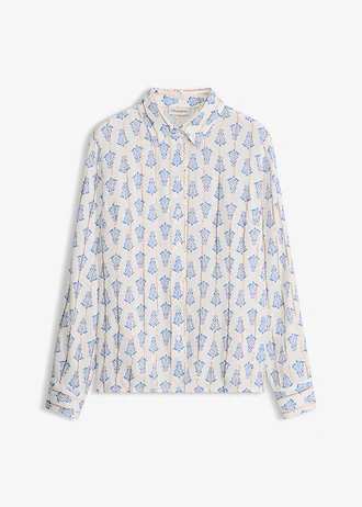 Blouse van gestructureerde viscose met glittereffect