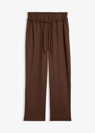 Pantaloni fără încheiere din jerse crep cu textură