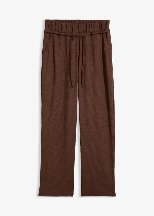 Pantaloni fără încheiere din jerse crep cu textură