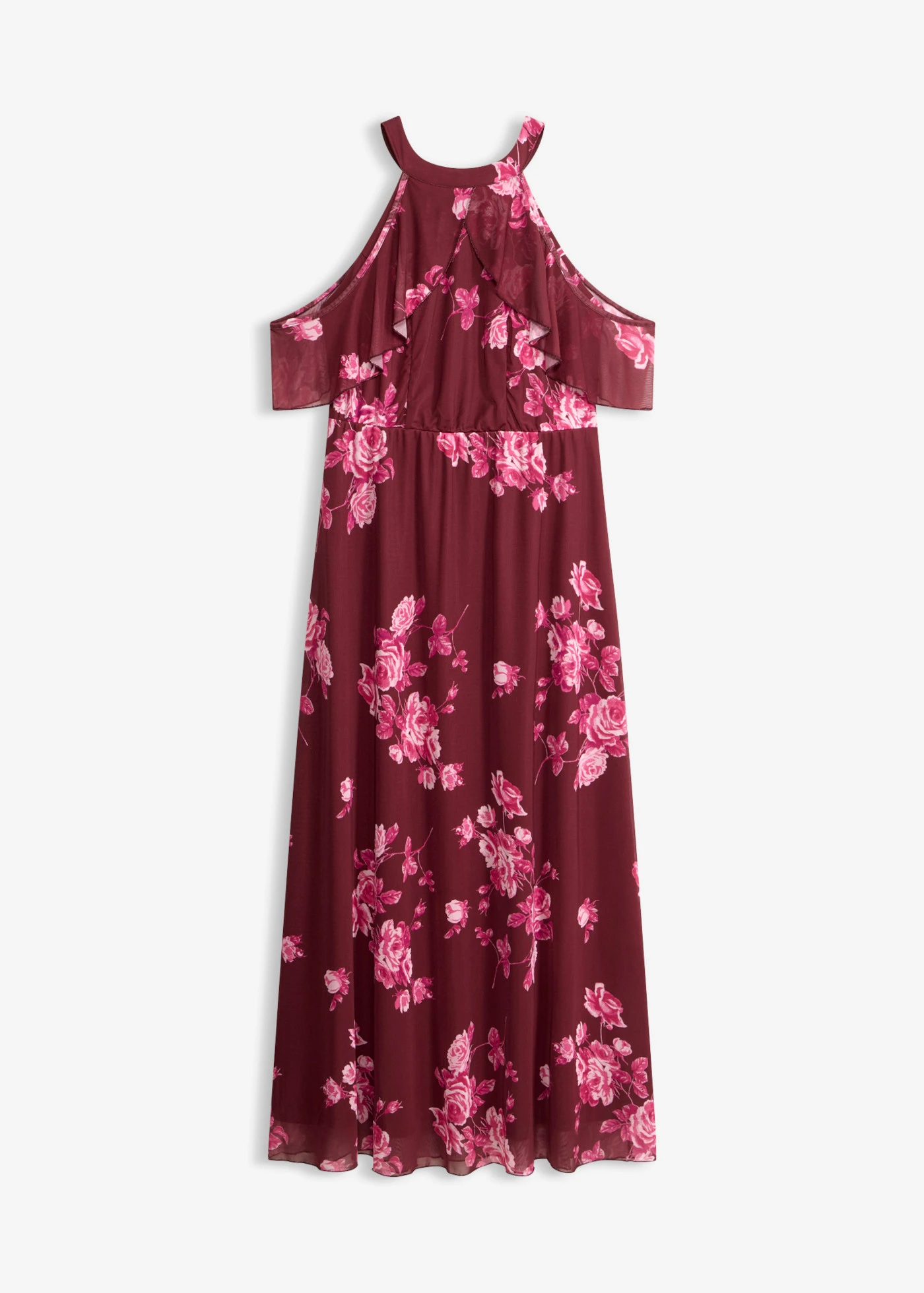Maxi jurk van mesh • esdoornrood gebloemd • product-page.page-title-suffix