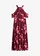 Maxi jurk van mesh, Kleur: esdoornrood gebloemd