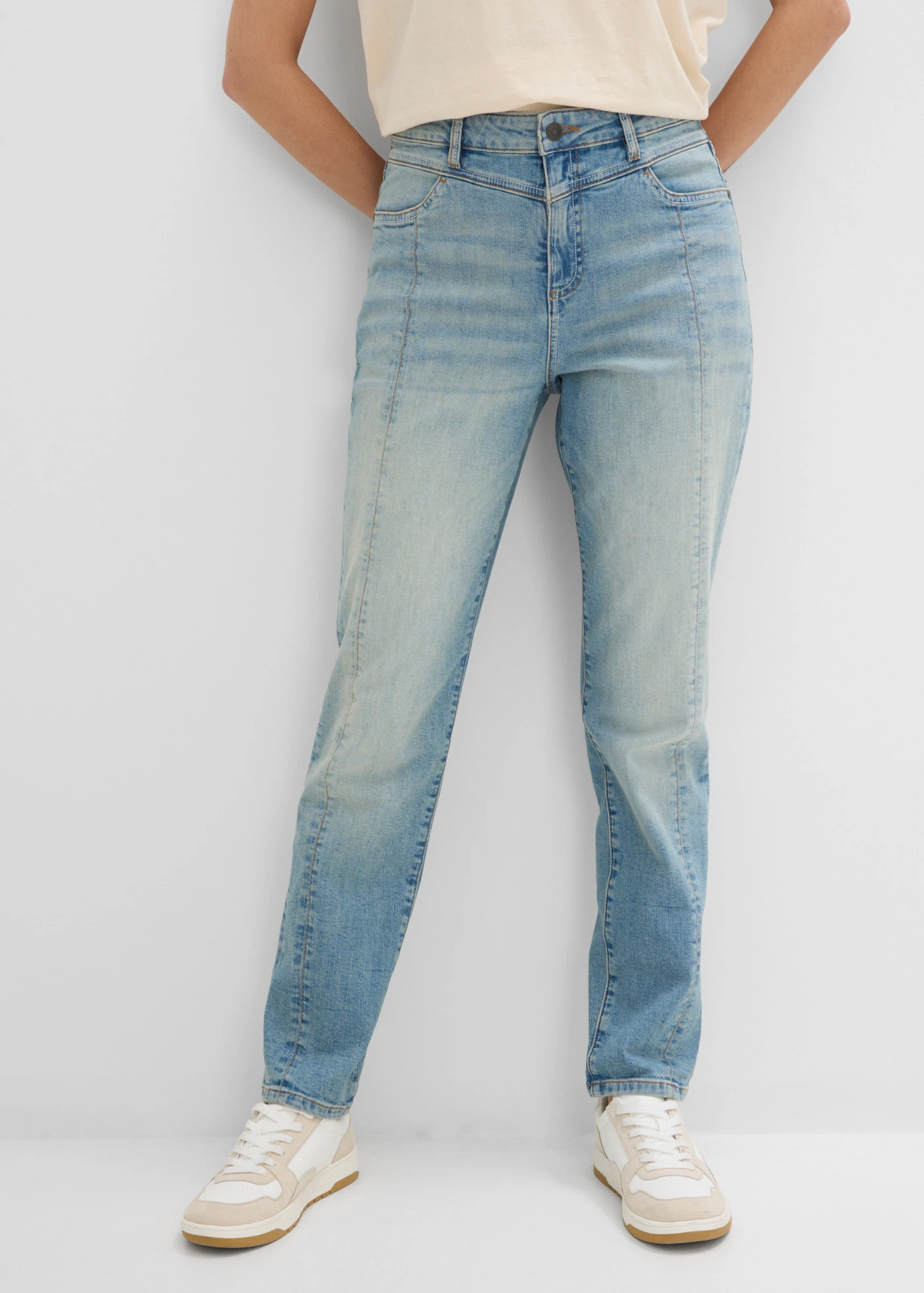 Blugi drepți Mid Waist • bleu denim uzat • magazin bonprix