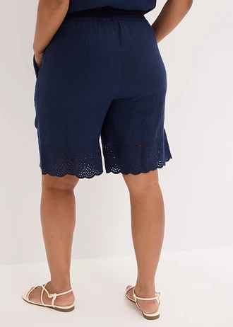 Bermuda léger en gaze de coton, Couleur: bleu foncé