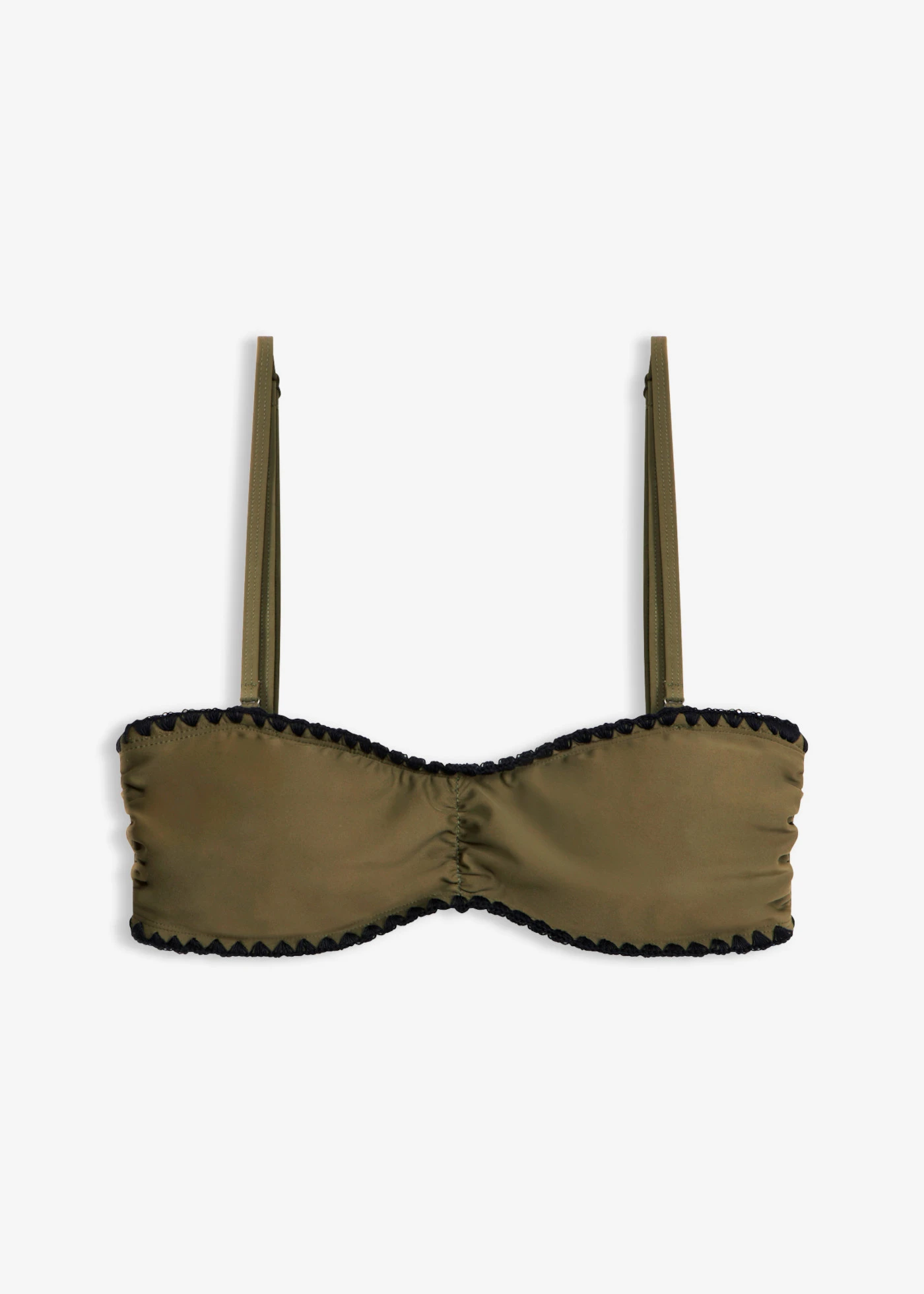 Haut de maillot bandeau orné d’une broderie • olive foncé • product-page.page-title-suffix