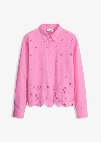 Blouse van puur katoen met broderie anglaise
