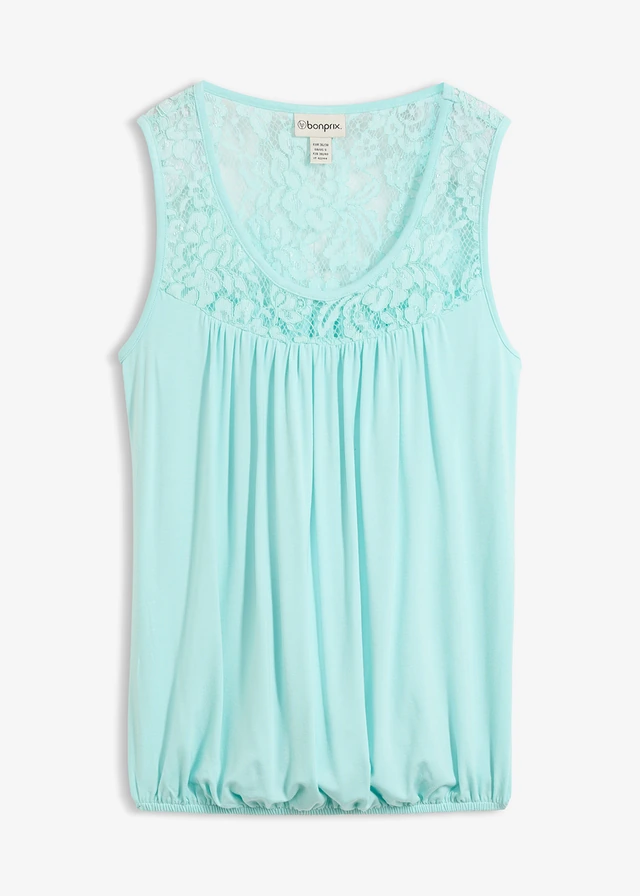 Top en viscose extensible et dentelle