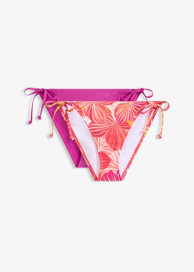 Bikinibroekje (set van 2) • paars+koraal gebloemd • bonprix online shop