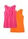 Lot de 2 tops en coton extensible, Couleur: orange vif-fuchsia