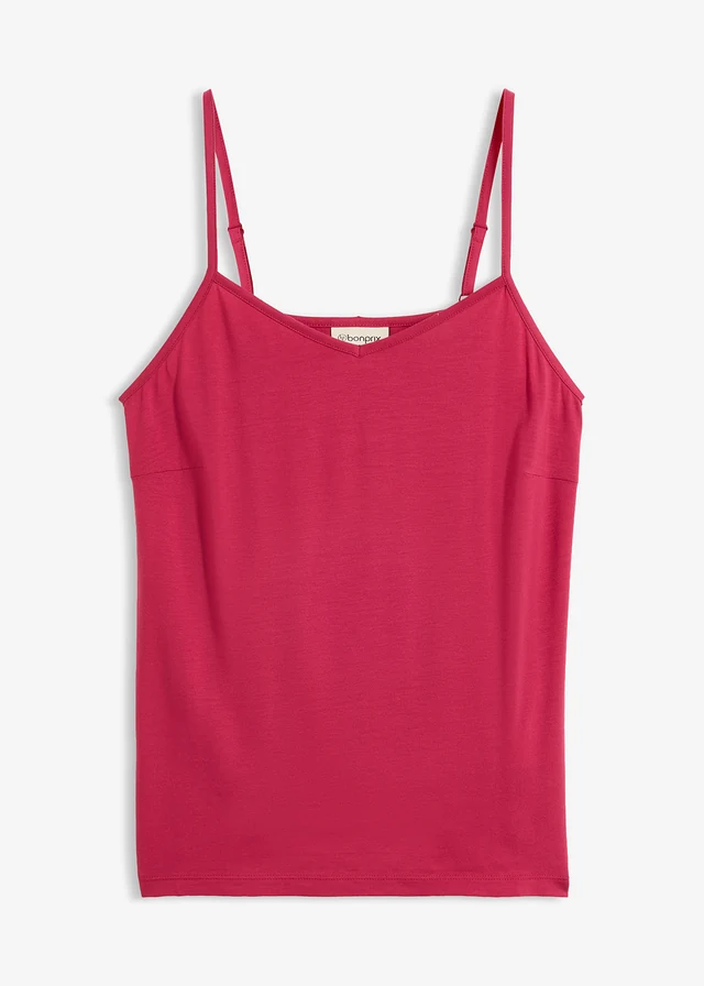 Top met spaghettibandjes van een soepele lyocellmix, Kleur: bessenrood