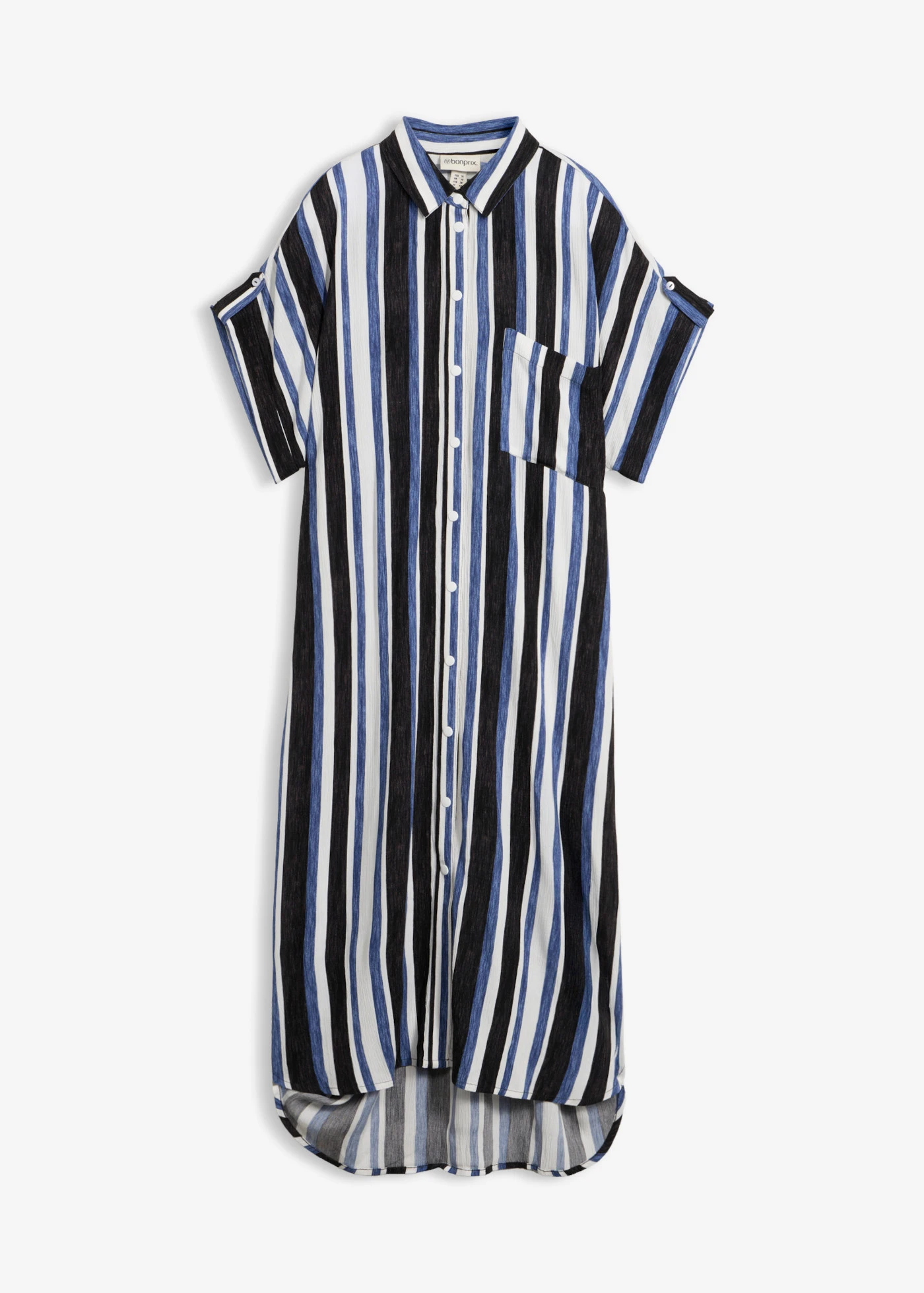 Robe chemise en viscose fluide • noir/blanc/indigo rayé • product-page.page-title-suffix