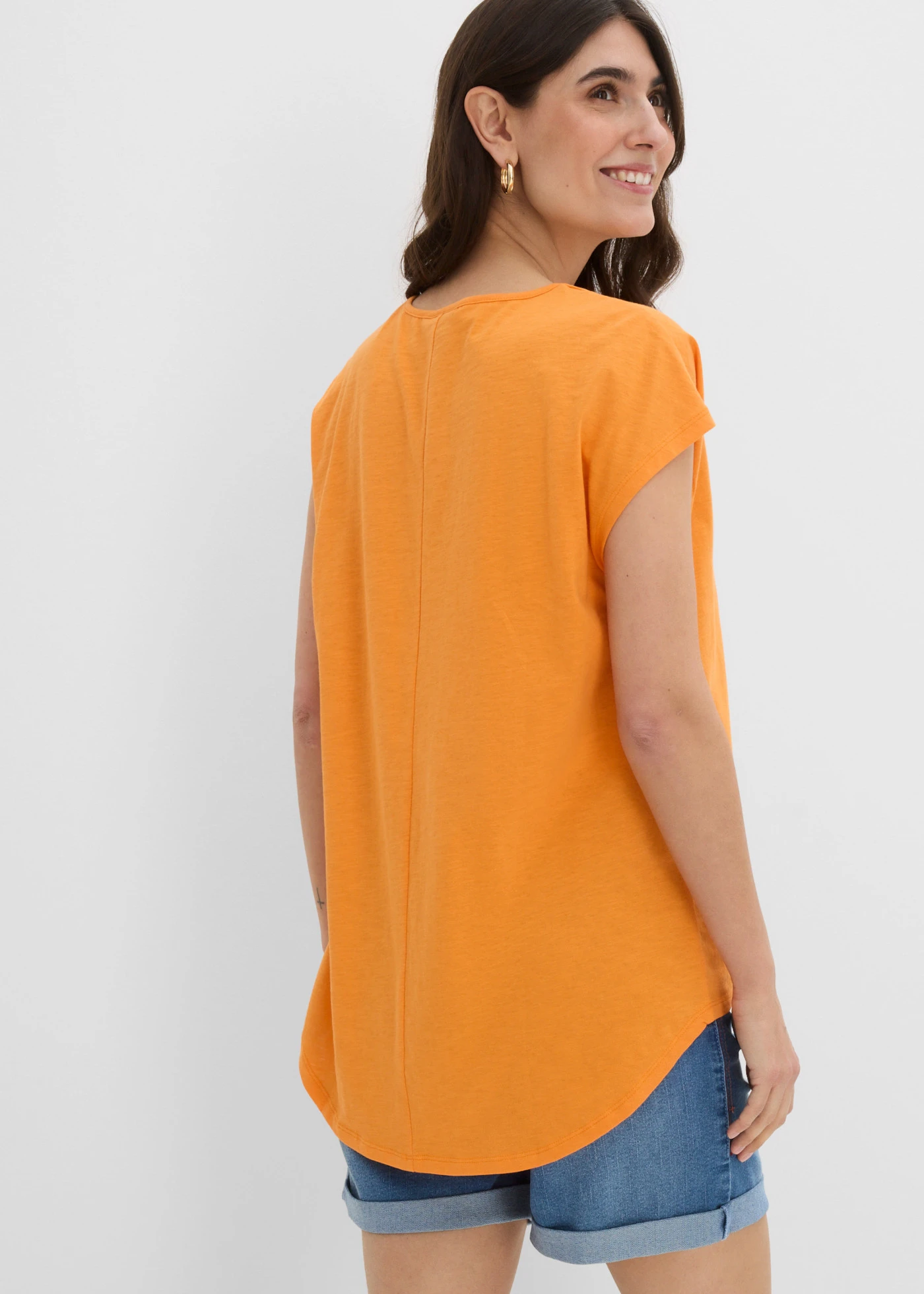 Bluză lungă din tricot 100% din bumbac organic • oranj fluorescent • magazin bonprix