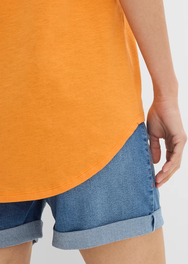 Długi T-shirt z czystej bawełny organicznej • neonowy pomarańczowy • sklep bonprix